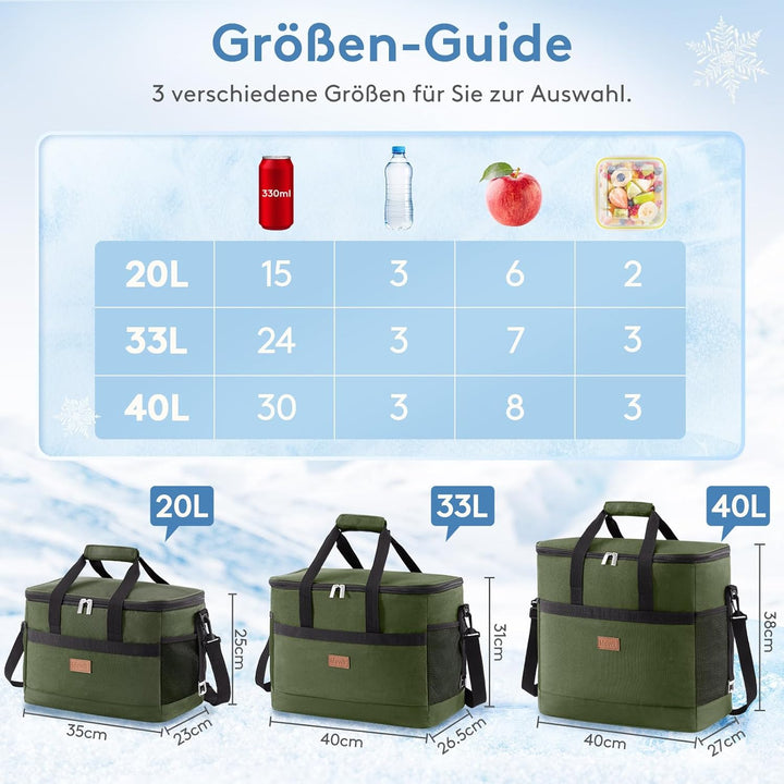 Lifewit 20L Kühltasche Gross faltbar Kühlkorb Kühlbox Isoliertasche Thermotasche Picknicktasche für