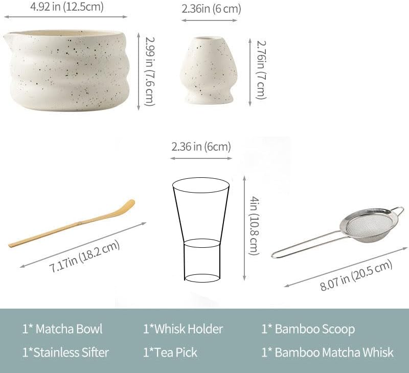 Premium Matcha Set – Matcha Schale, Bambusbesen und Matcha-Löffel Filterlöffel Matcha Set– Vollständ