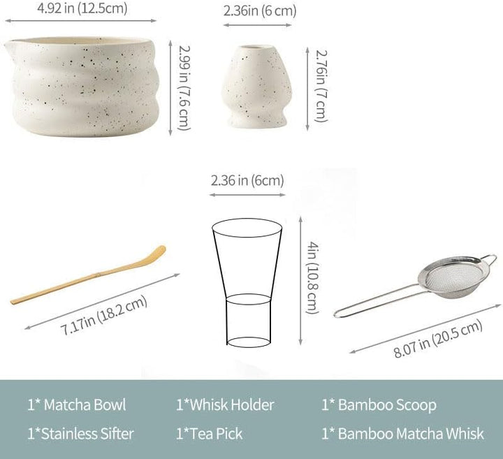 Premium Matcha Set – Matcha Schale, Bambusbesen und Matcha-Löffel Filterlöffel Matcha Set– Vollständ