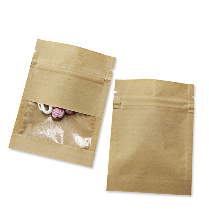 WACCOMT Pack 100 Stücke Reissverschluss Heisssiegel Kraftpapier Aufbewahrungstasche Verpackung mit T