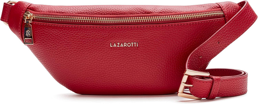 Lazarotti Bologna Leder Gürteltasche Damen | längenverstellbarer Tragegurt | grosse Bauchtasche 31 c
