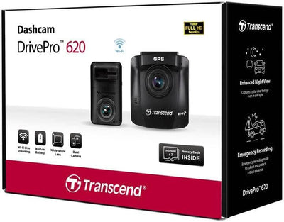 Transcend DrivePro 620 Dashcam Blickwinkel horizontal max.=140° Akku, Display, Dual-Kamera,