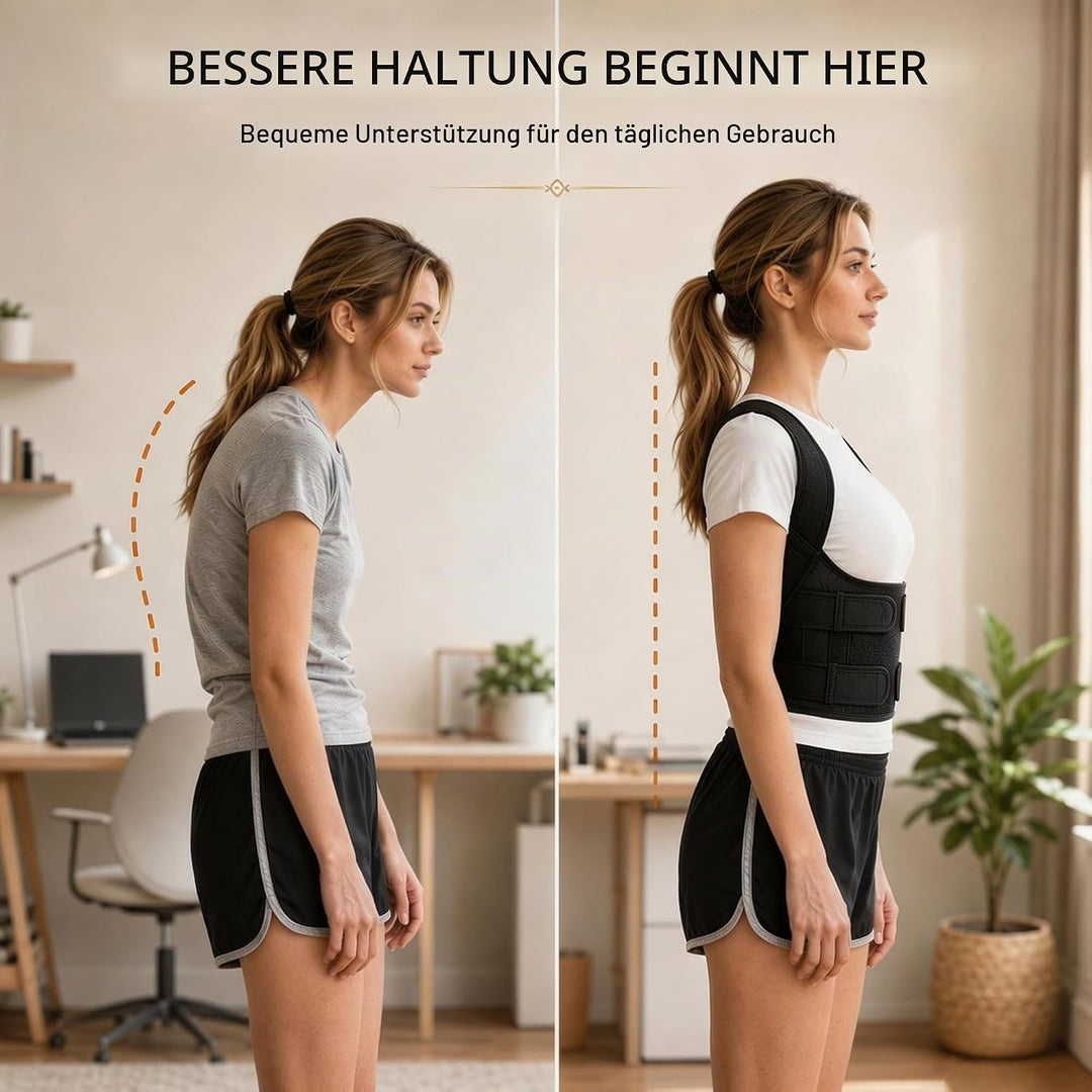 Rückenband für Damen, Aufrechte Haltung im Alltag, Leichtes atmungsaktives Mesh, Verstellbare Schult