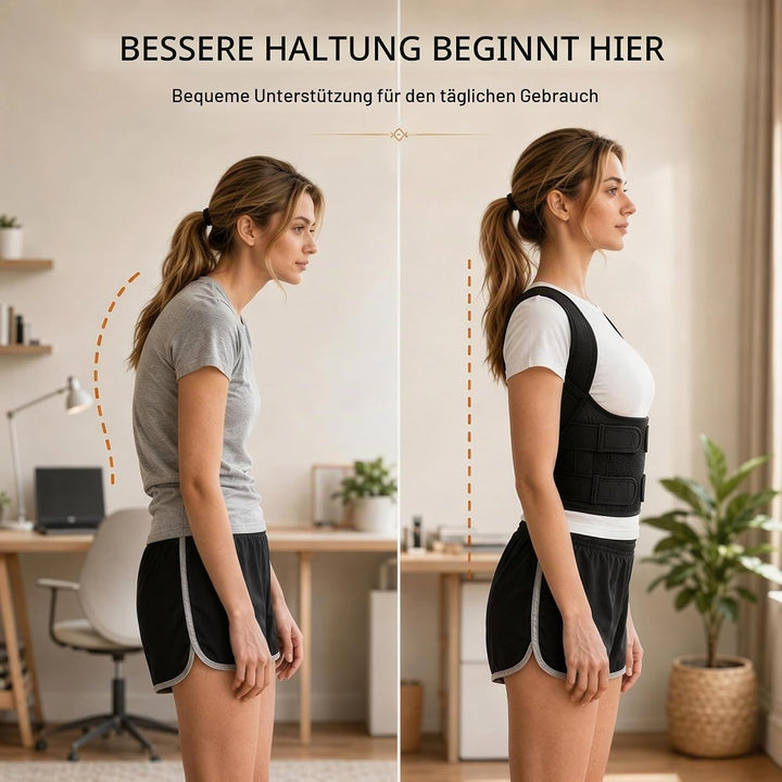 Rückenband für Damen, Aufrechte Haltung im Alltag, Leichtes atmungsaktives Mesh, Verstellbare Schult