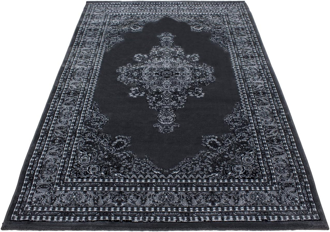 Teppich Wohnzimmer Traditioneller Orientalisch Design Grau 120 x 170 cm - Kurzflor Teppich Schlafzim