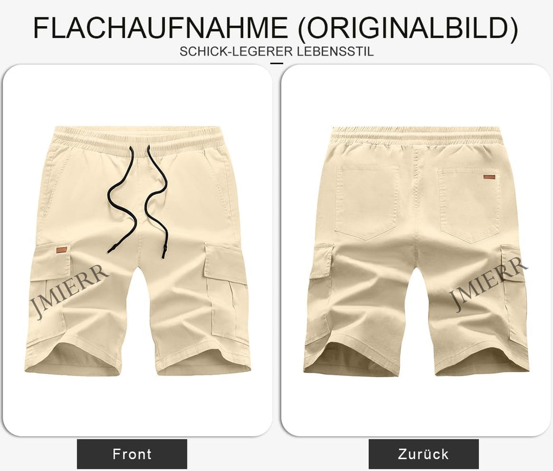 JMIERR Kurze Hosen Herren Baumwolle Cargo Shorts Herren Sommer Freizeithose mit Taschen S E Apricot,