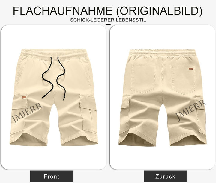 JMIERR Kurze Hosen Herren Baumwolle Cargo Shorts Herren Sommer Freizeithose mit Taschen S E Apricot,