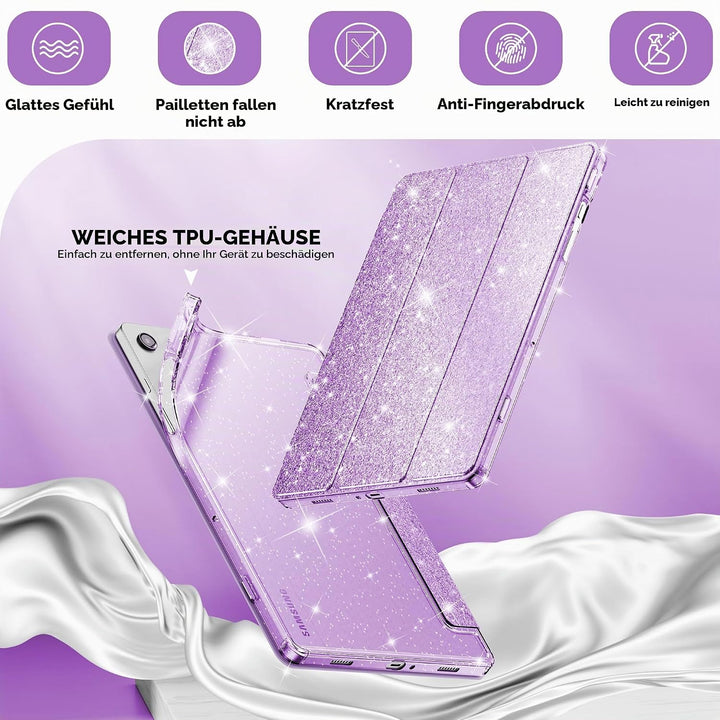 INFILAND Hülle für Samsung Galaxy Tab A11+/A9+11 Zoll (2023/2025),Glitzernde Schutzhülle mit funkeln