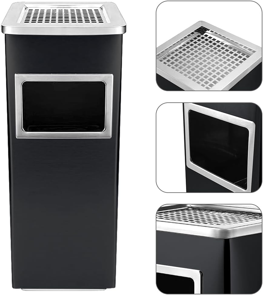 Runder Aschenbecher für den Aussenbereich, lackierter Edelstahl, 30L/35L/48L, abnehmbarer Büro-Mülle
