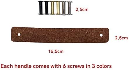 Brute Strength - Ledergriffe für Möbel - Wildleder - Cognac - 4 Stück - 16,5 x 2,5 cm - Schrankgriff