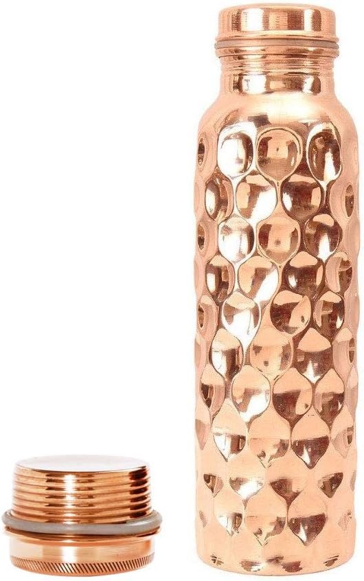 ayurvedische Kupfer-Wasserflasche, auslaufsicheres naturreines Kupfergefäss 900ml/30oz design 1 900