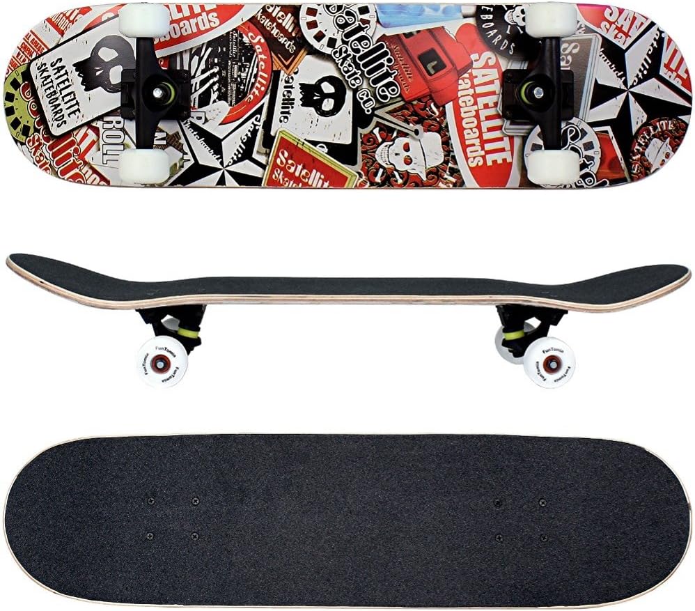 FunTomia Skateboard mit Mach1 Kugellager Rollenhärte 100A und 100% 7-lagigem Ahornholz Skate Board m