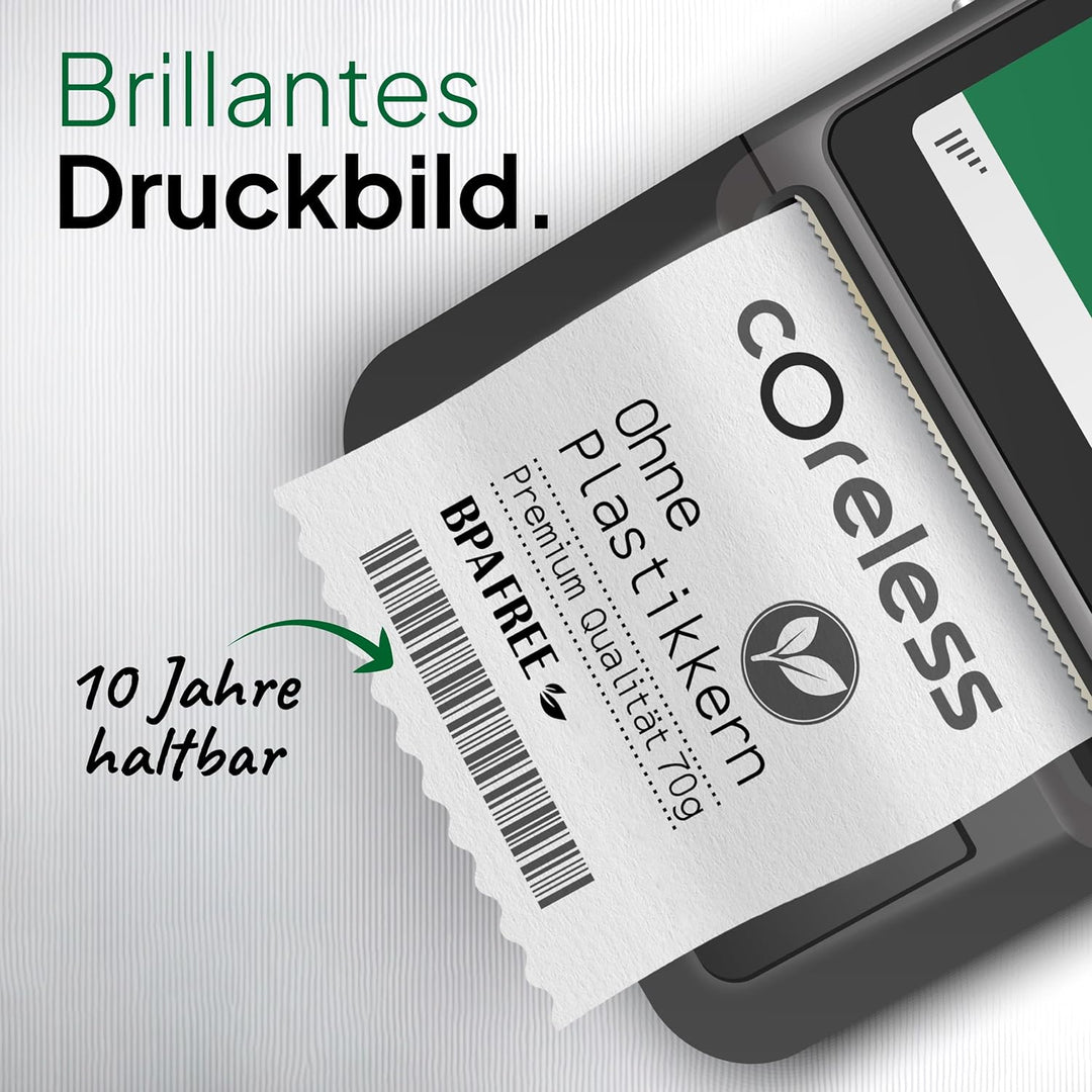 coreless - 20x EC-Thermorollen à 57mm x 40mm x 12mm - EC-Rolle mit Sepa Aufdruck - kernlose Kassenro