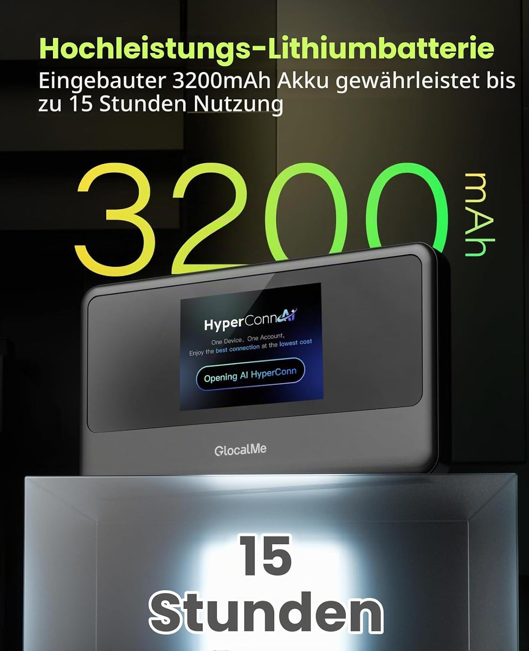 GlocalMe MeowGo 4G Mobiler WLAN Router, DL 390 Mbit/s/UL150 Mbit/s, Mobiles Internet für global 200