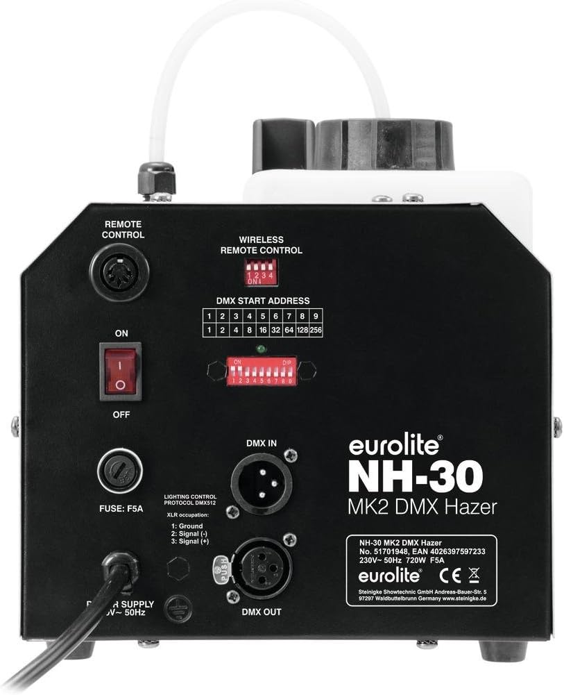 Eurolite NH-30 MK2 DMX Dunstnebelmaschine | Extrem kompakte, starke Maschine (720 W) mit Timer, Funk