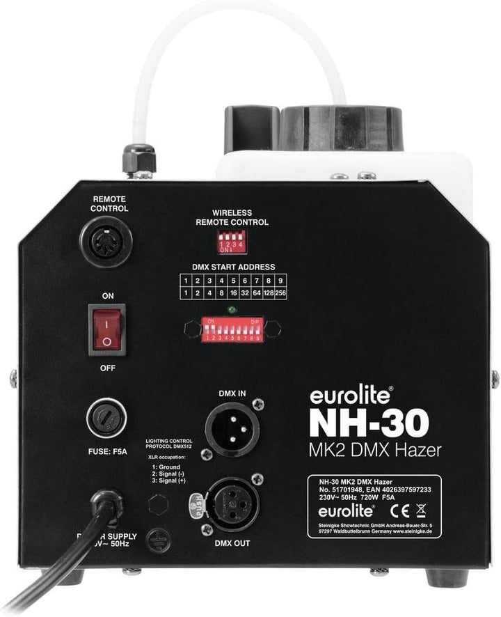 Eurolite NH-30 MK2 DMX Dunstnebelmaschine | Extrem kompakte, starke Maschine (720 W) mit Timer, Funk