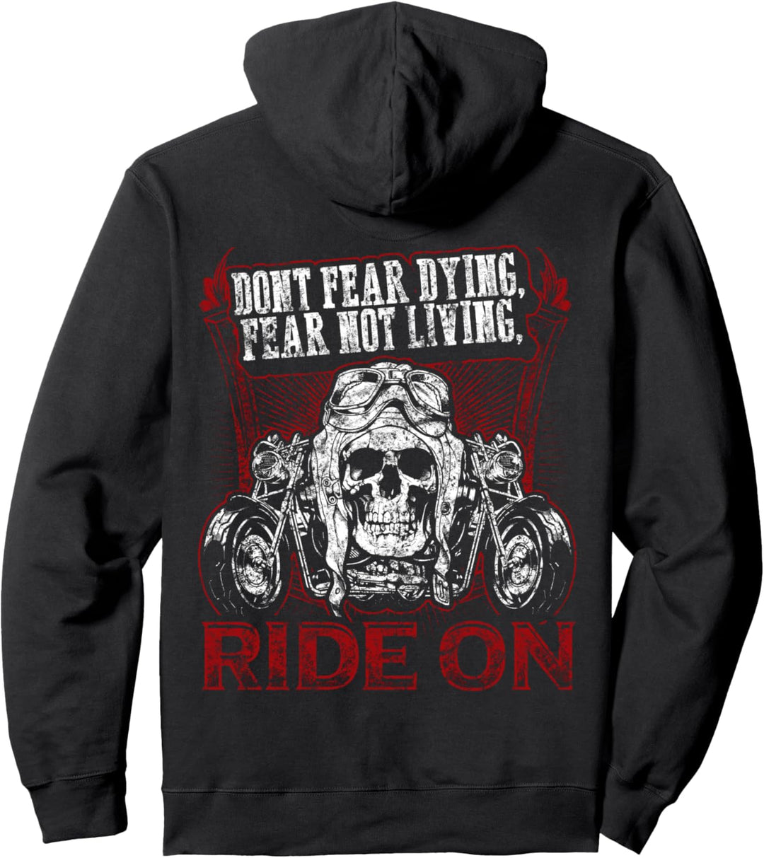 Totenkopf Motorrad Hoodie Biker Fear Not Living Ride On Rider Pullover Hoodie