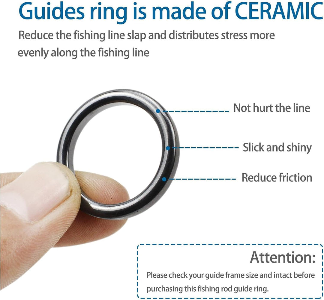 Générique 160 Stück Fishing Rod Guide Repair Kit, 11 Grössen Ceramic Rings, Pole Eyelet Replacement,