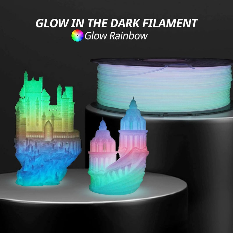 AMOLEN PLA Filament Glow in The Dark Multicolor Rainbow PLA Filament, Farbverlauf 3D Drucker Filamen