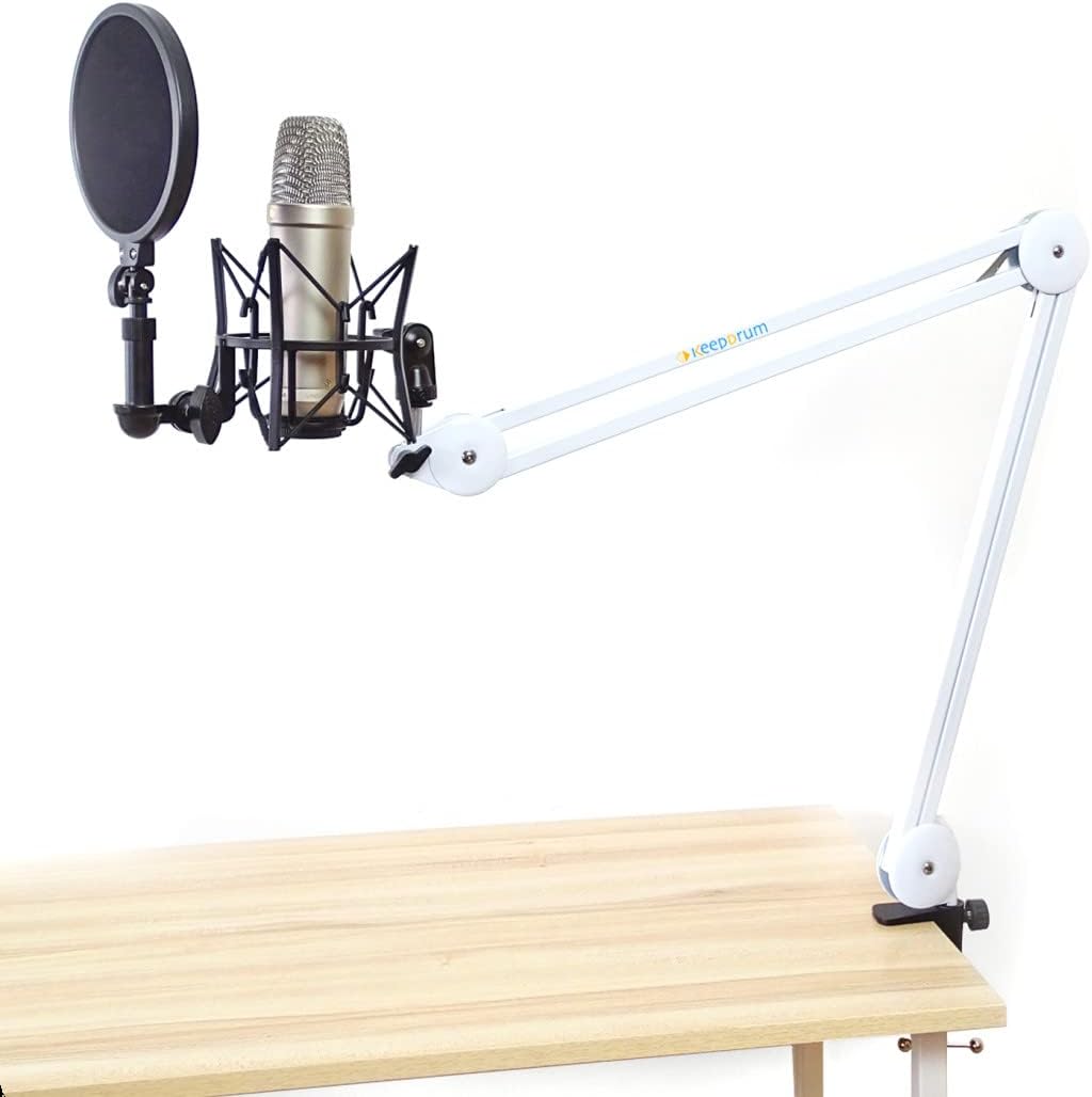 keepdrum MS138WH Mikrofonarm Gelenk-Stativ für Mikrofone Weiss