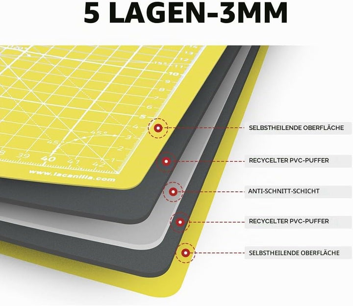 La Canilla Schneidematte A2 Selbstheilend (60x45 cm - 24x18") Cutting Mat Schneideunterlage für Bast
