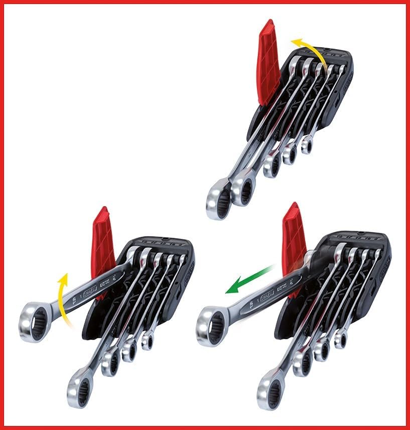KS Tools 503.4255 GEARplus® Ratschenringmaulschlüssel-Satz, abgewinkelt, 5-tlg. 8-19mm