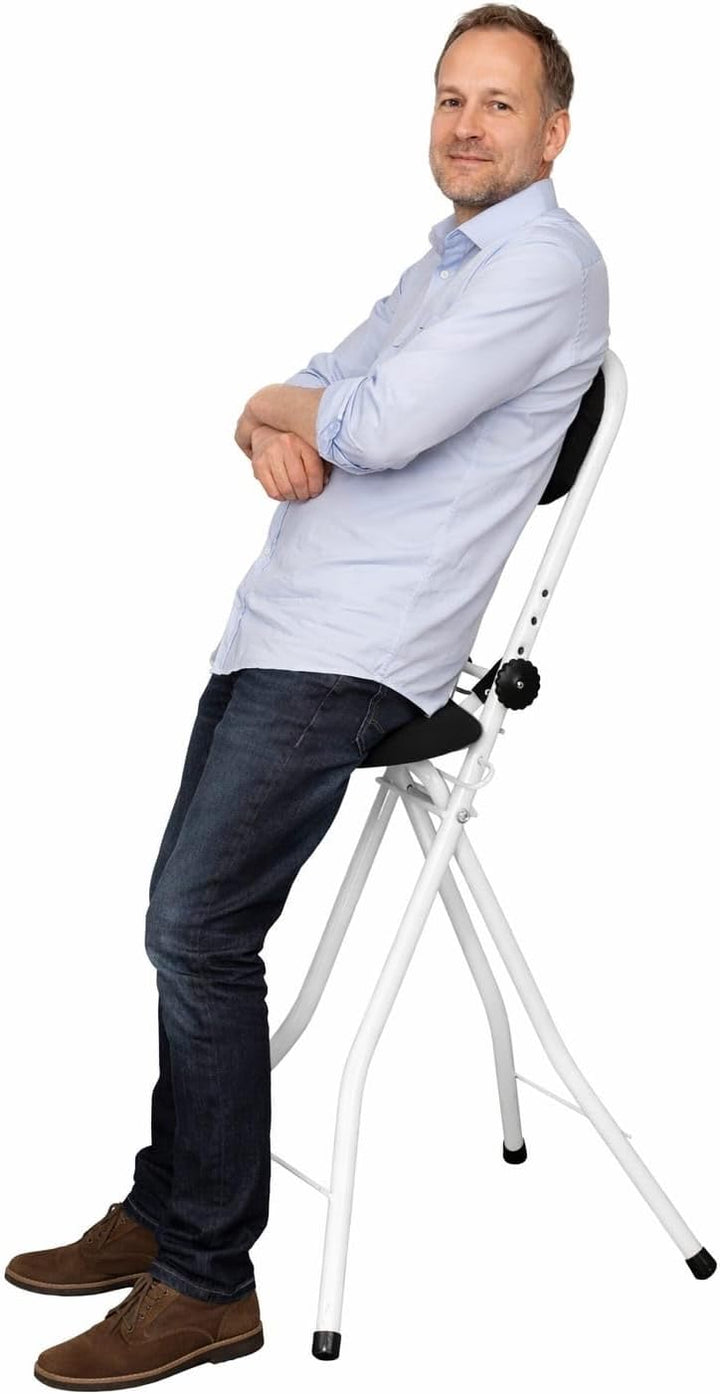 Stehhilfe, Bügelstehhilfe mit Sitzkissen und Rückenkissen, Stehstuhl, höhenverstellbar von 55-64 cm,