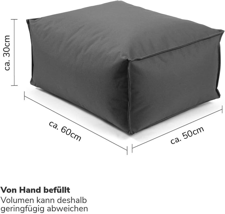 mokebo® Outdoor Pouf o. Hocker 60x45cm für Balkon & Garten 'Der Ruhestifter' Sitzhocker eckig, Boden