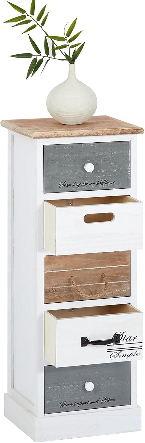CARO-Möbel Kommode Salva Schubladenschrank Standregal Aufbewahrungsregal in weiss, Shabby Chic Vinta