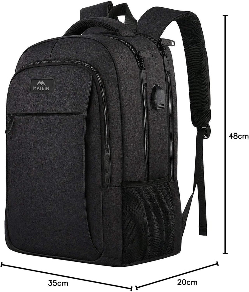 MATEIN Grosser Laptop Rucksack 17 Zoll Laptoptasche für Schule Arbeit mit USB Ladeanschluss Anti Die