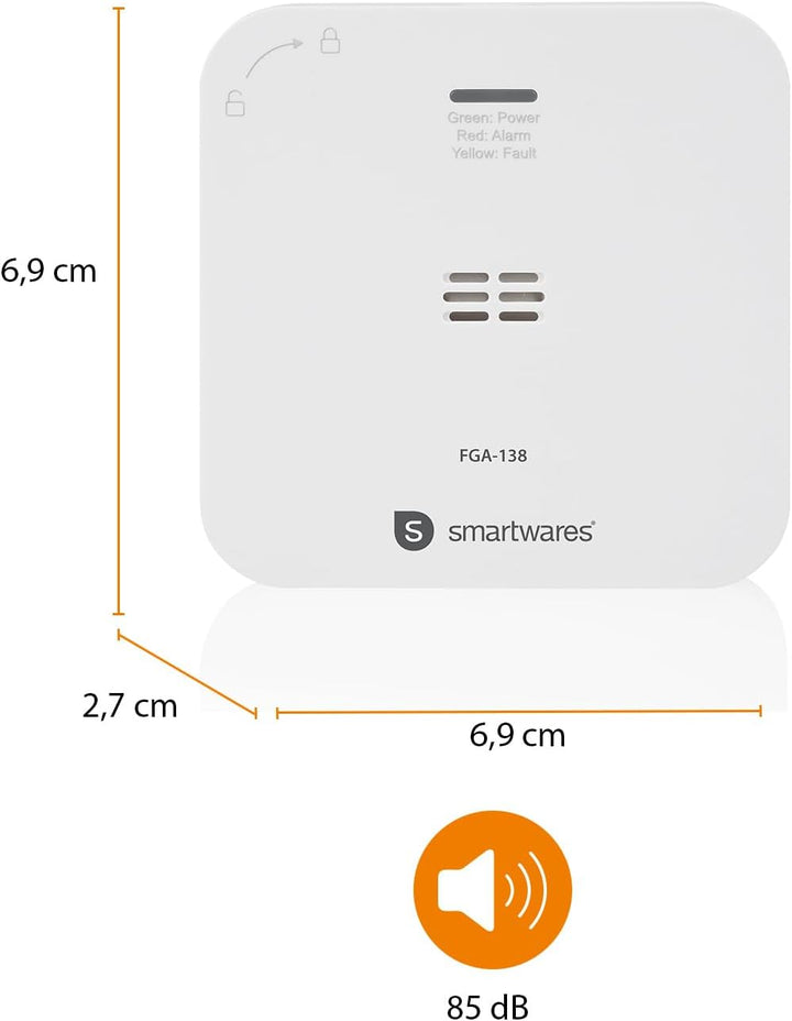Smartwares Co-Detektor – 85 dB – Sensor 10 Jahre – Benachrichtigungen über App – Testknopf & Stummkn
