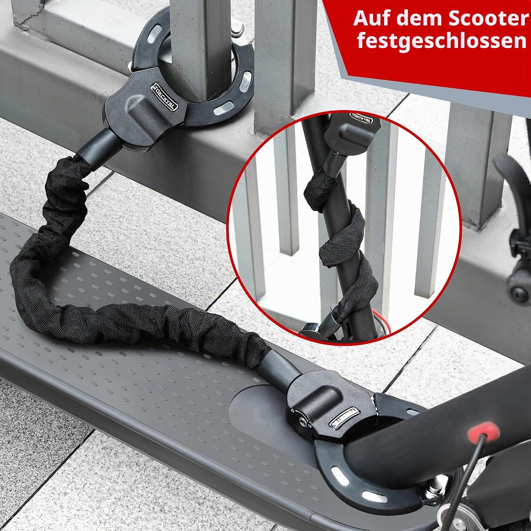 Robustes Elektro-Scooterschloss mit Rollertasche – 8 mm Anti-Diebstahl-Kettenschloss, 94 cm wetterfe