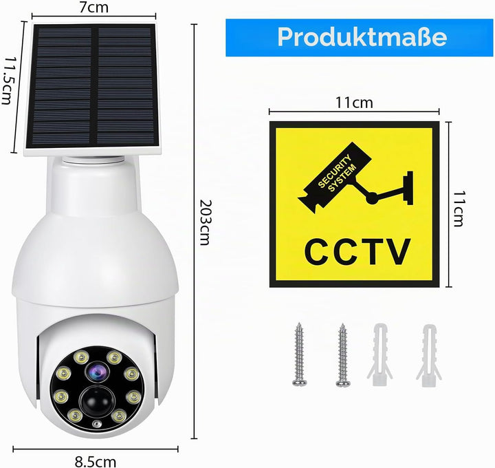 ERWEY Solar Dummy Kamera mit Sensorleuchte und Blinkendes rotes Licht, CCTV Fake Überwachungskameras