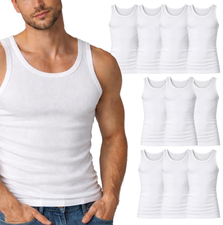2 | 4 | 6 | 10 Pack Herren Unterhemden Marke Cocain - Achselhemd 100% Baumwolle - Weiss FEINRIPP - G