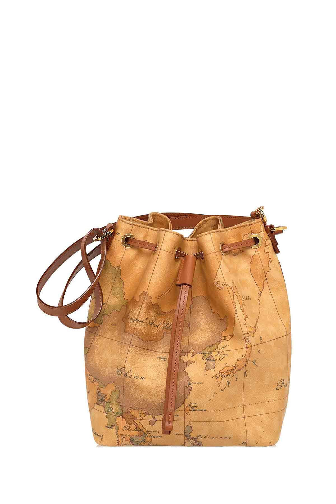 ALVIERO Martini Donna Borsa A Secchiello Geo Classico Naturale Mod. D082 6000 15x28x25 centimeters (