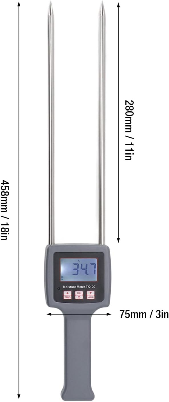 Heu-Feuchtigkeitsmesser, Tragbarer Heu-Feuchtigkeitsmesser-Detektor mit Sonde für Getreidestroh, Fut