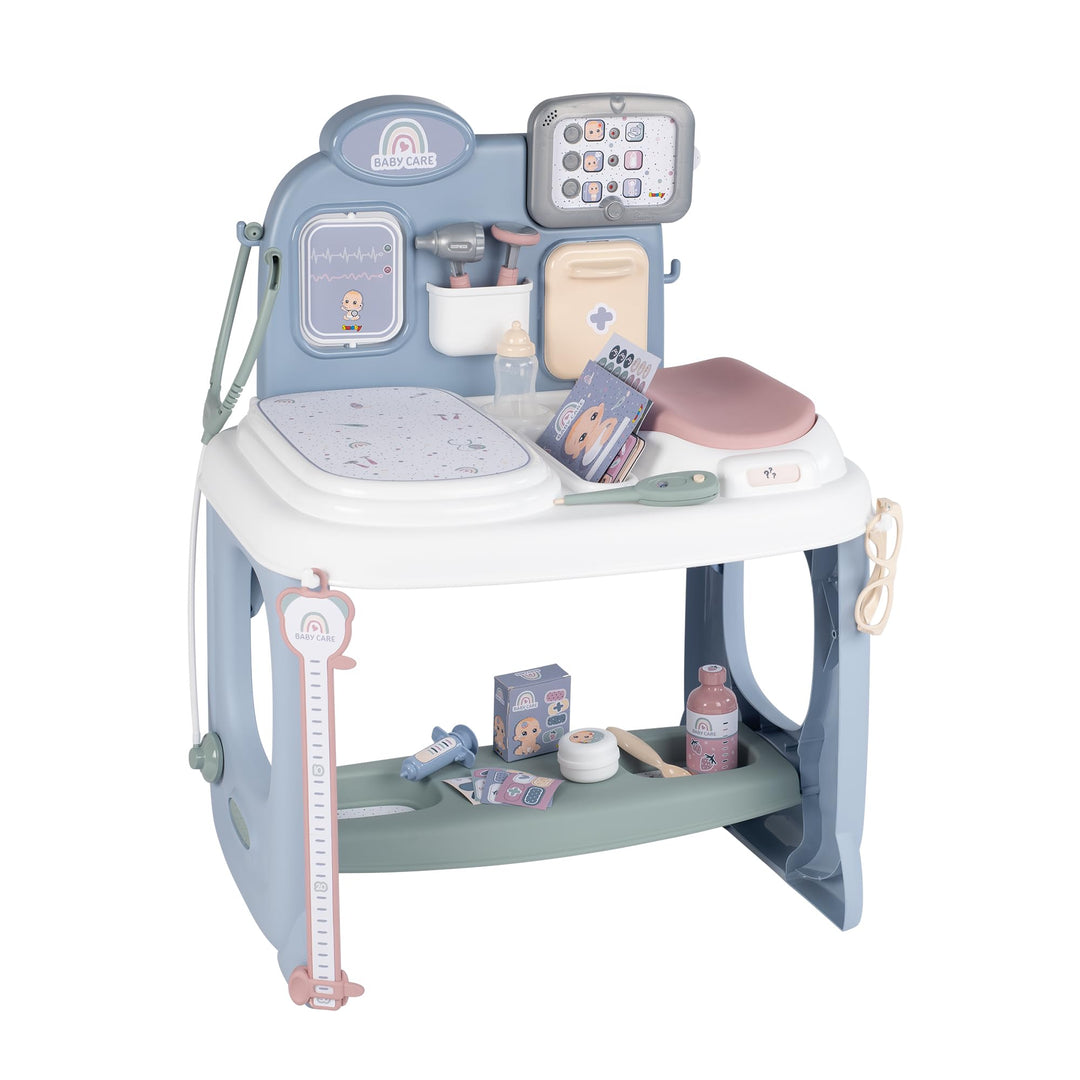Smoby – Baby Care Center - für Puppen bis 38 cm – mit mechanischer Waage, Untersuchungstisch und All