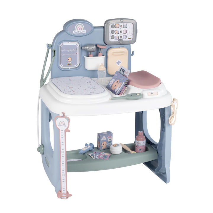 Smoby – Baby Care Center - für Puppen bis 38 cm – mit mechanischer Waage, Untersuchungstisch und All