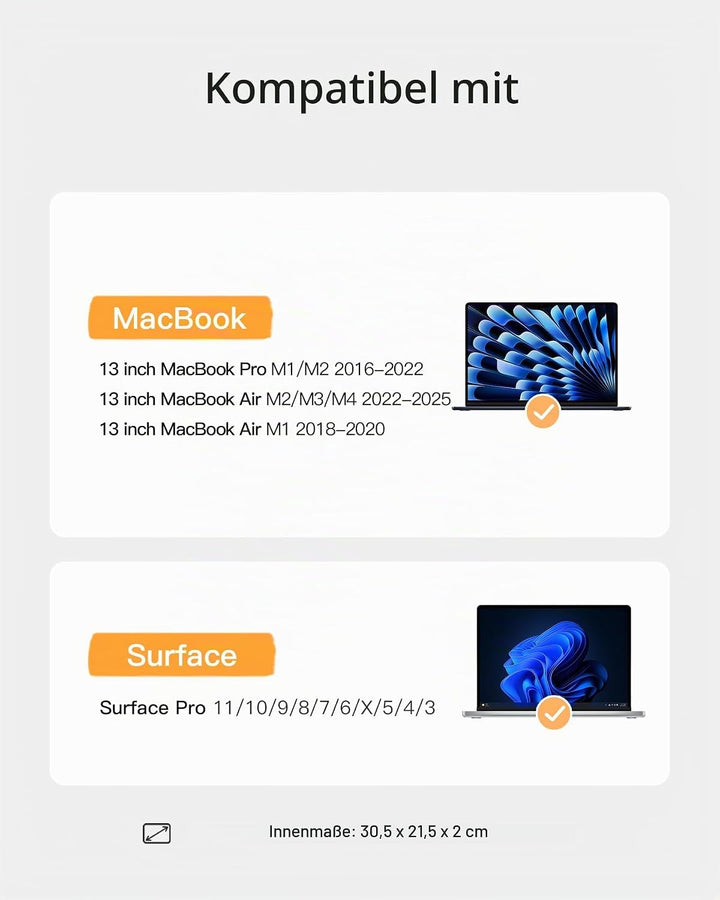 Inateck 360° Rundumschutz Laptoptasche Hülle Kompatibel mit 13 Zoll MacBook Air M5/M4/M3/M2/M1 2026-