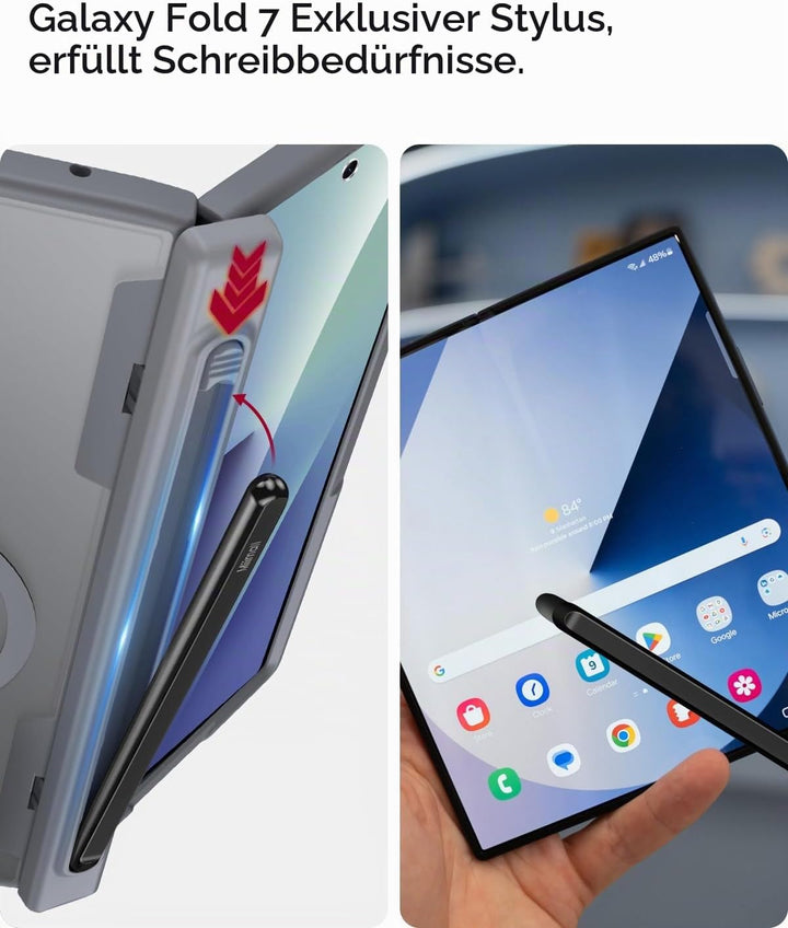 Miimall Kompatibel mit Samsung Galaxy Z Fold 7 Hülle mit Magnet &amp; Stift, HD Displayschutz &amp; Scharnie