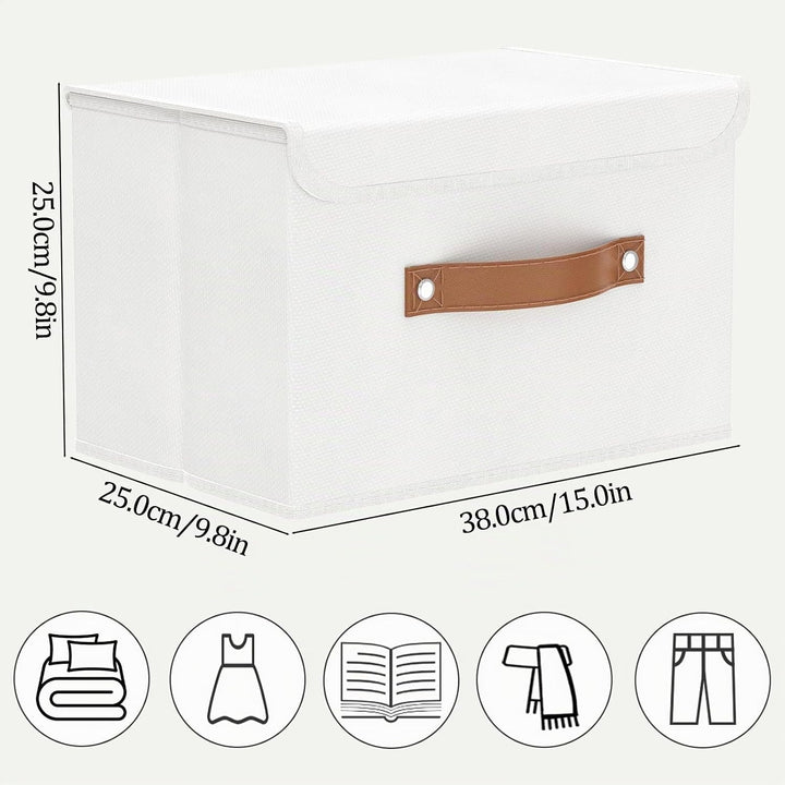 OUTBROS 3 Stück Aufbewahrungsboxen mit Deckel, 38 x 25 x 25 cm, faltbare Stoffboxen, Aufbewahrungskö