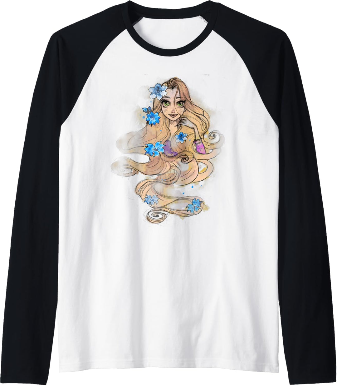 Disney Tangled Rapunzel Watercolors Portrait Raglan