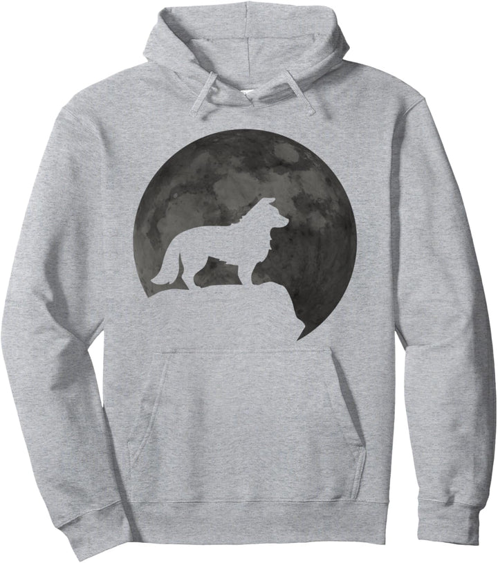 Mond- und Hundesilhouette - Bearded Collie Pullover Hoodie