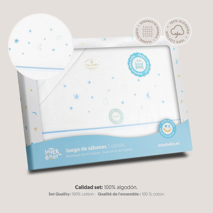 Interbaby Bettwäsche-Set für Kinderbett, 60 x 120 cm, 100% Baumwolle, warm, weich, inklusive Spannbe