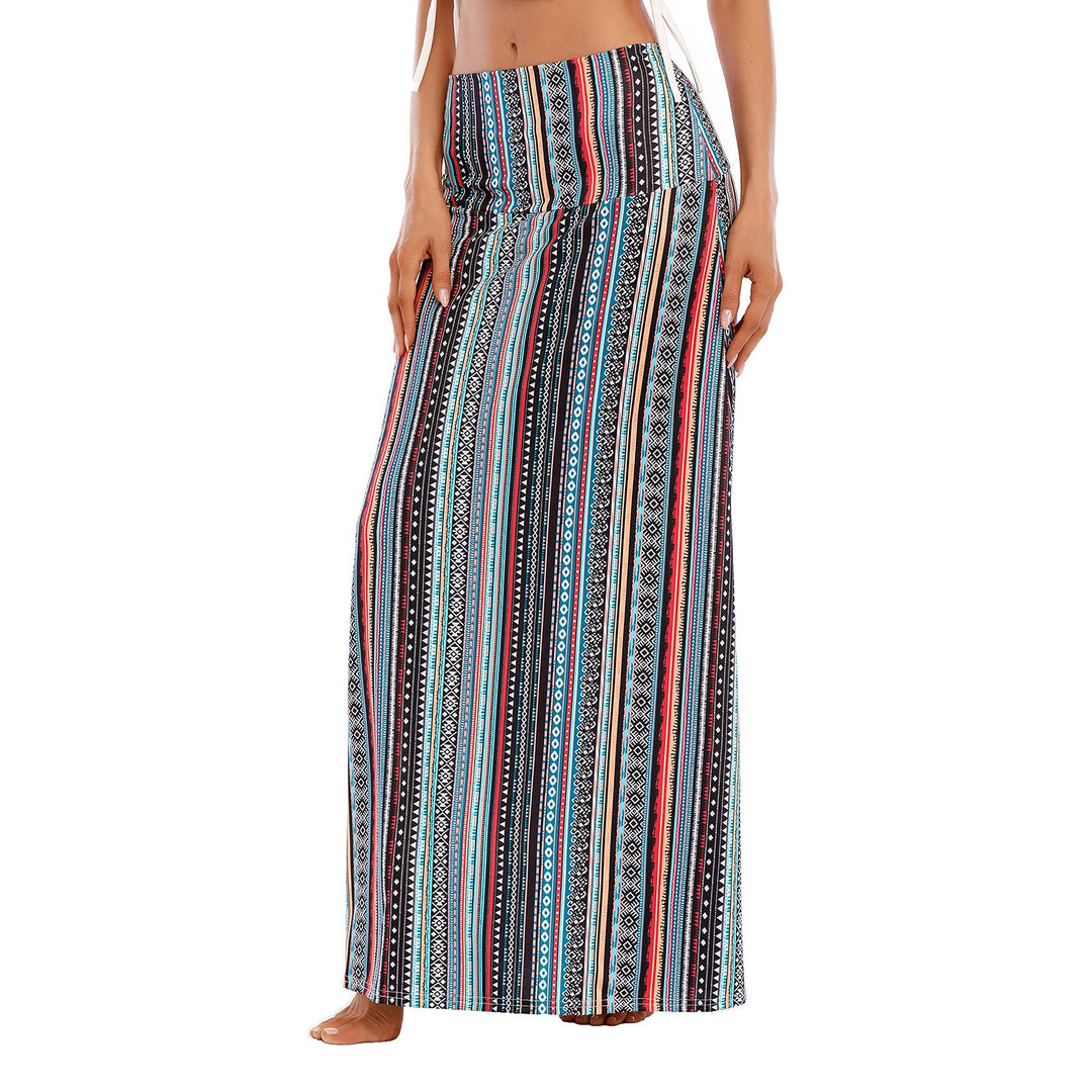 Durio Rock Maxirock Lang Damen Rock Weich Sommerrock Elegant Freizeitrock mit Hohem Bund Elastisch S