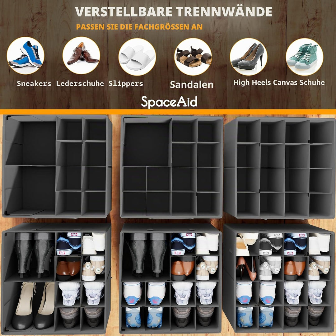 SpaceAid Schuh-Organizer für Schrank, faltbare Schuhaufbewahrungsbehälter, Körbe, Boxen mit verstell