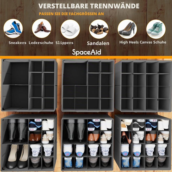 SpaceAid Schuh-Organizer für Schrank, faltbare Schuhaufbewahrungsbehälter, Körbe, Boxen mit verstell