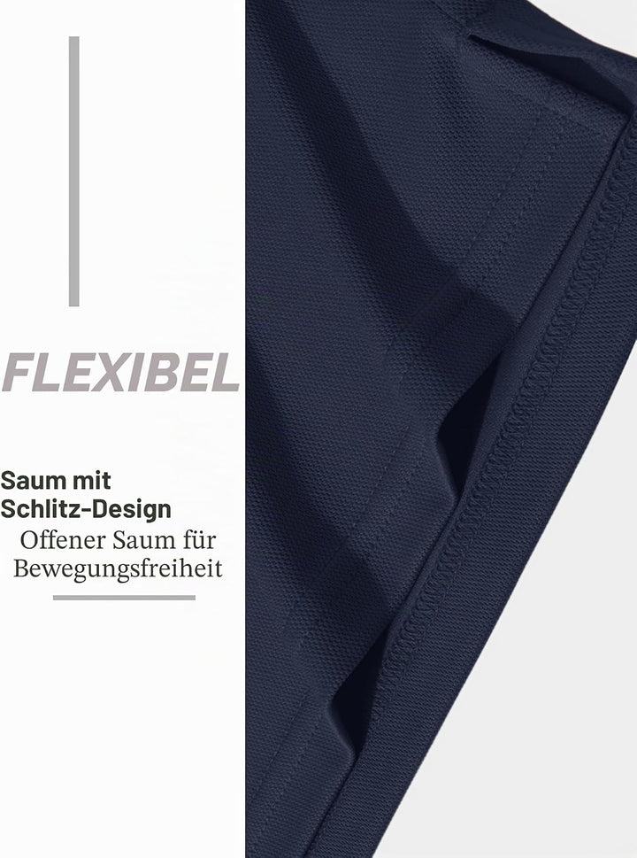 TACVASEN Herren Poloshirt Langarm Golf Polo Schnelltrocknend Funktionsshirts Leicht T-Shirts mit 3-K
