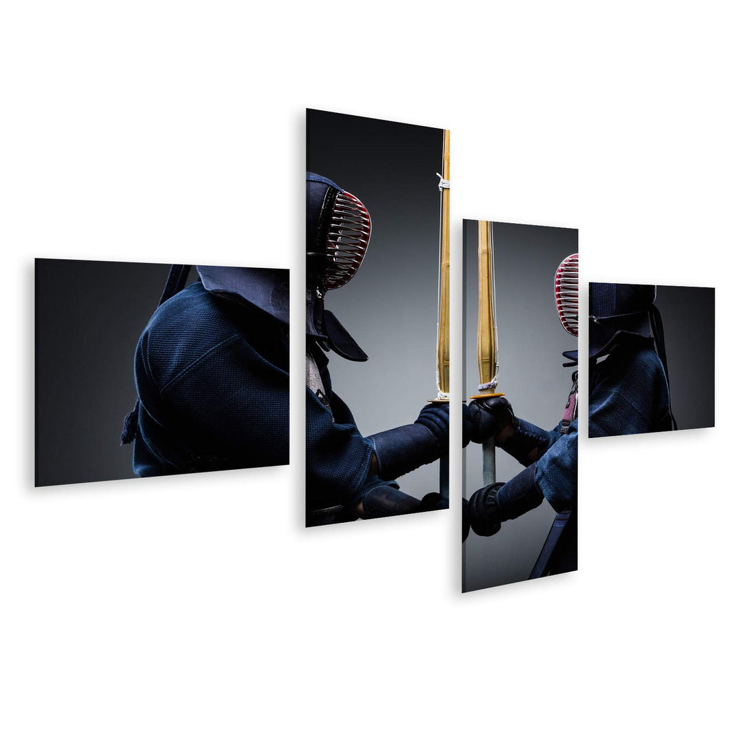islandburner Bild auf Leinwand Zwei Kendo Kämpfer Mit Shinai Einander Gegenüber Wandbild Poster Kuns