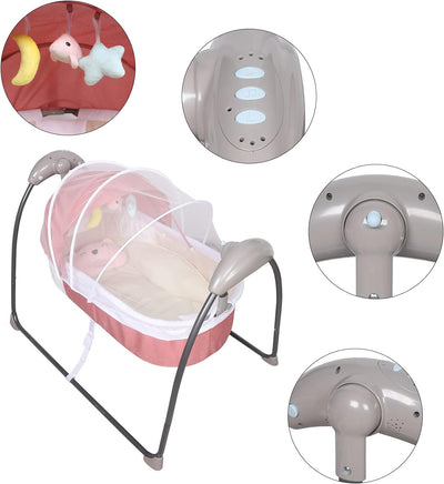 Aohuada Elektrische Babywippe, Babybett Wiege, Automatische Babyschaukel, Babywiege Wippen, Bluetoot